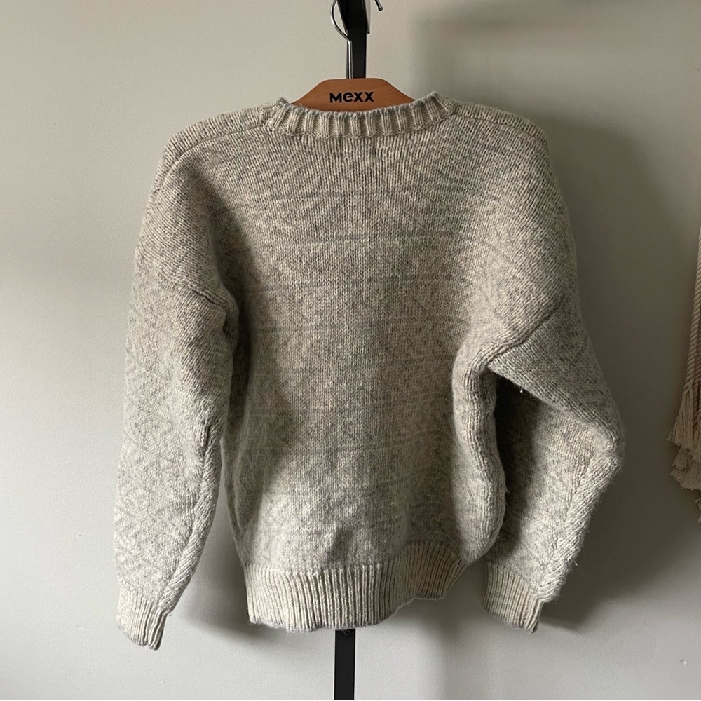 Vintage GAP 100% Wool Crewneck Knit Sweater Chunky Thick Nordic Geometric 90s - Picture 2 of 10